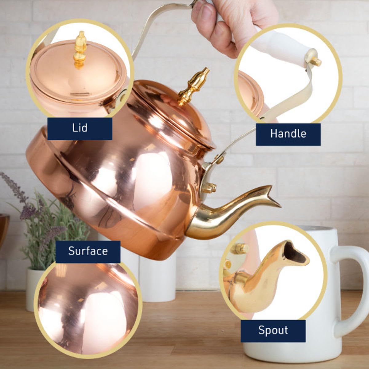 Amazon.com: Classic Cuisine Copper Tea Kettle - Teapot for