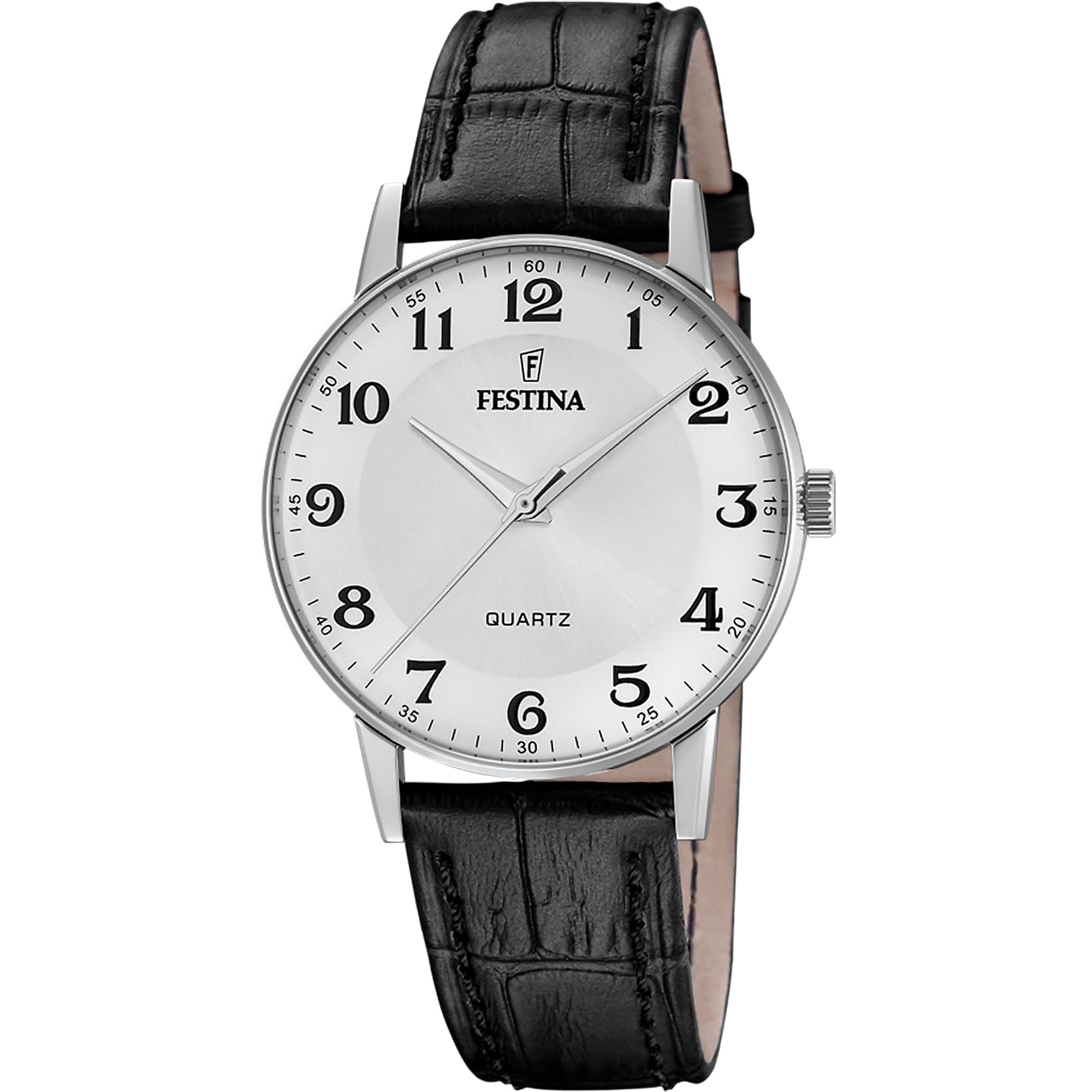 Festina Reloj Hombre Analógico de Cuero Negro - Movimiento de Cuarzo - Cristal Mineral de Alta Resistencia - Relojes Hombre - Elegante y Clásico F20690/​1 Classics