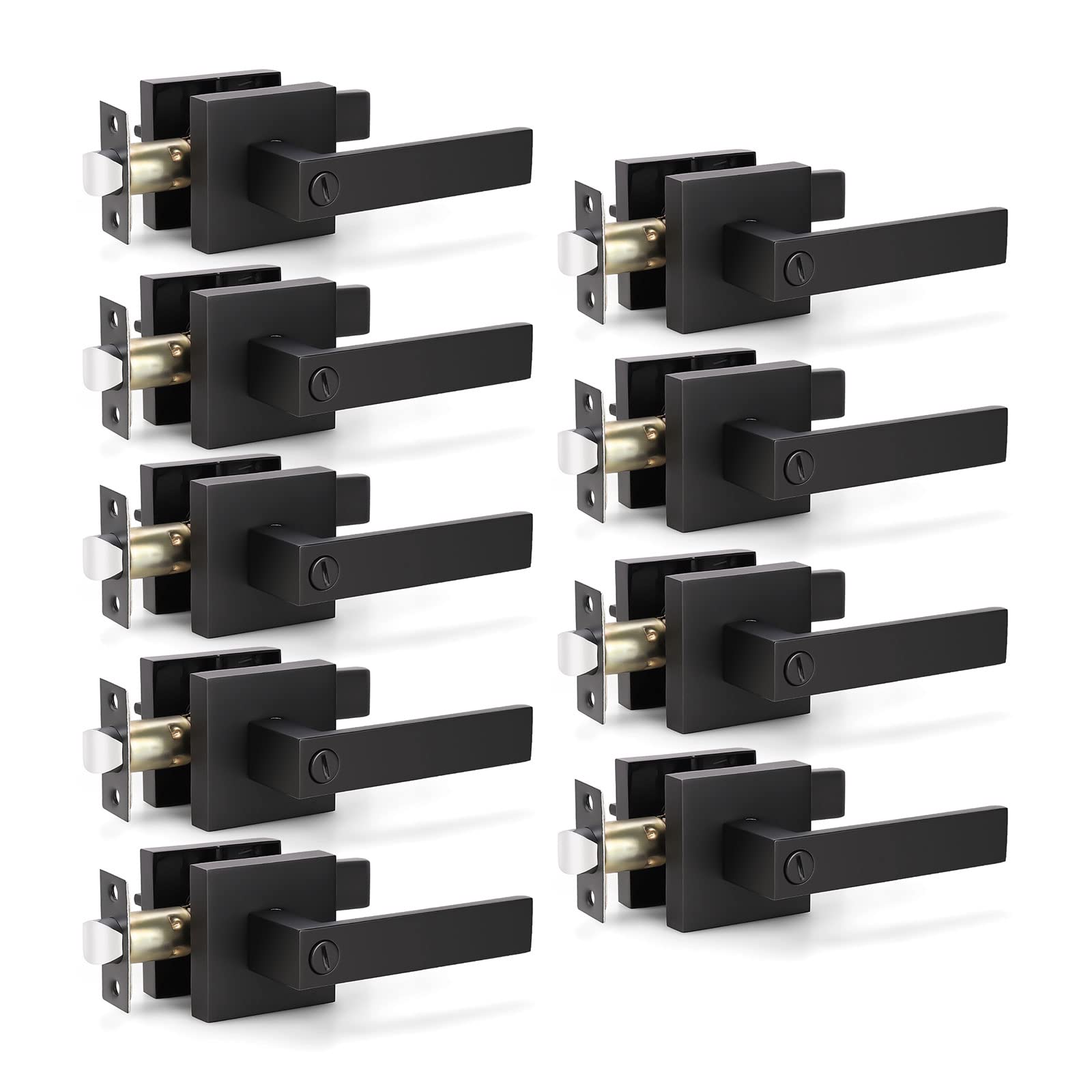 KNOBWELL Matte Black Privacy Door Knobs - Lock Included -31