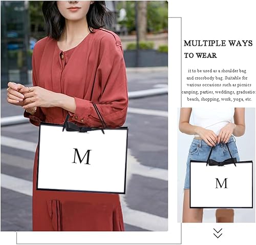 Miniatura 5 de QLSKO Bolsa de regalo inicial con cinta de lazo, bolsa de papel horizontal personalizada con monograma, regalos de cumpleaños para mujeres y hombres