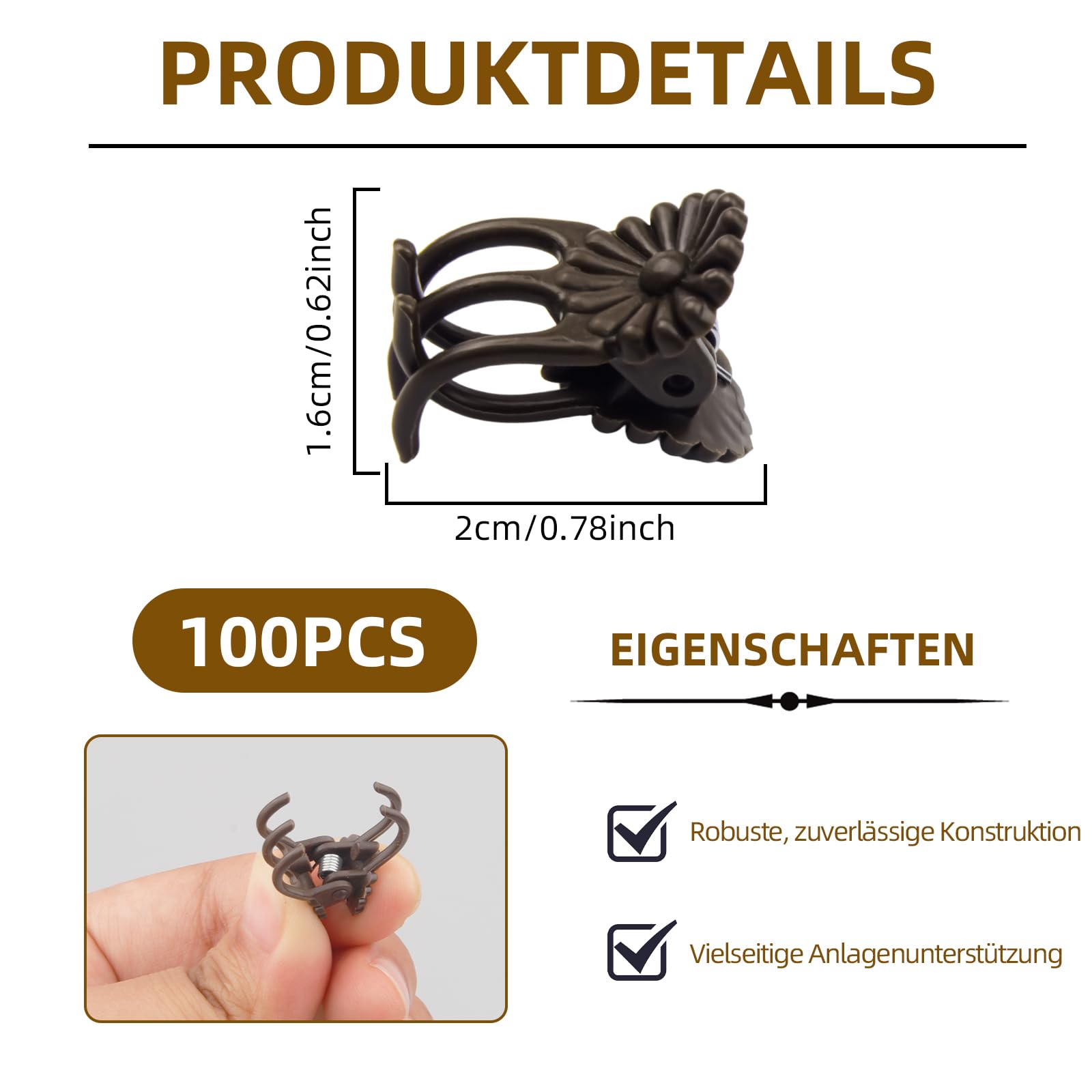 AccEncyc 100 Clip Per Piante: Supporto Per Orchidee E Rampicanti, Fissa Steli E Viti, Crescita Verticale - 2