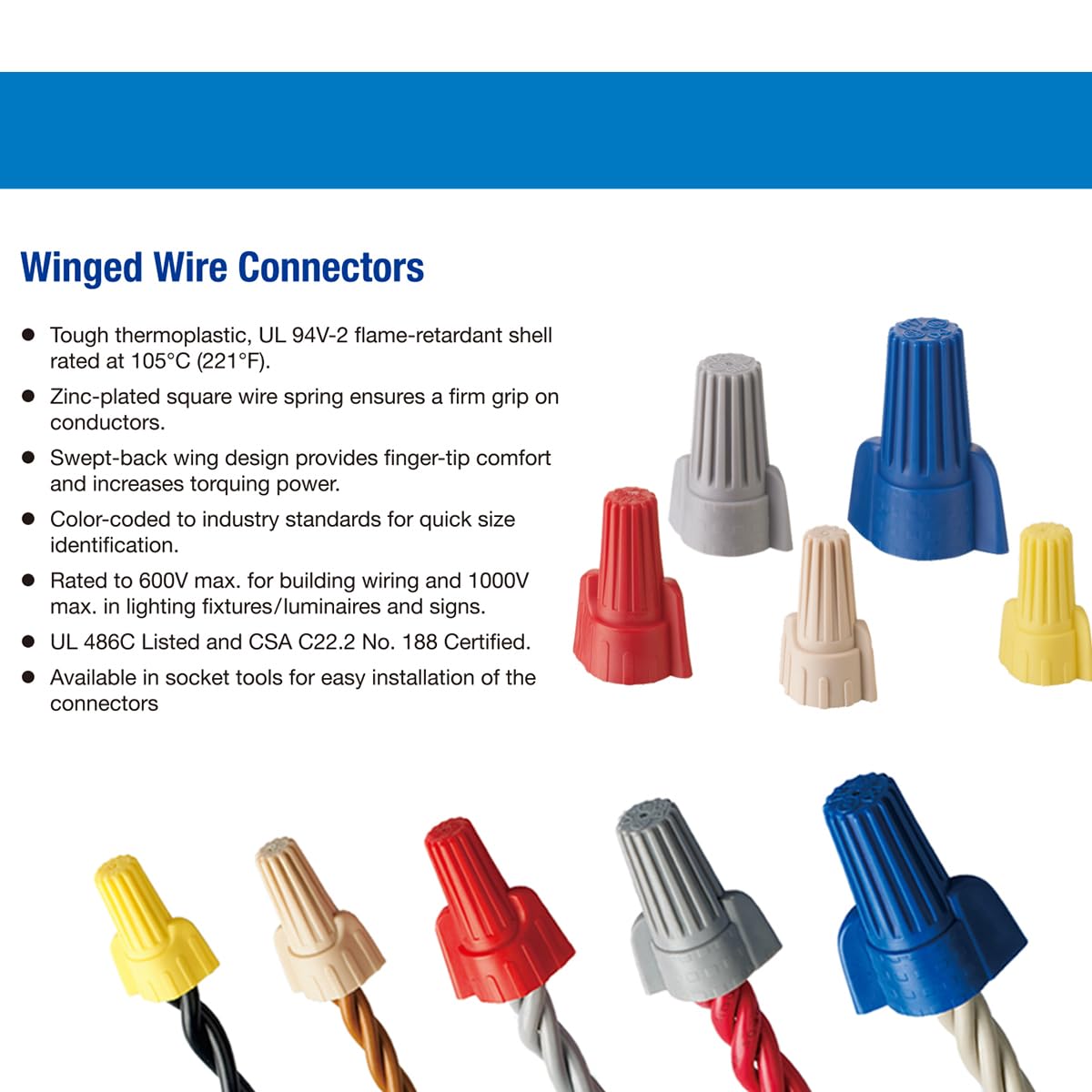 Dicio Winged Wire Connectors Nuts Easy-Twist 100 PCs, UL - View #12