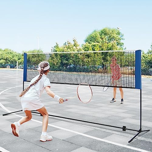 Rete per volani con supporto, rete da badminton, regolabile in altezza, con 2 volani e borsa per il trasporto, supporto a rete portatile, per badminton, tennis, pallavolo (420 cm)