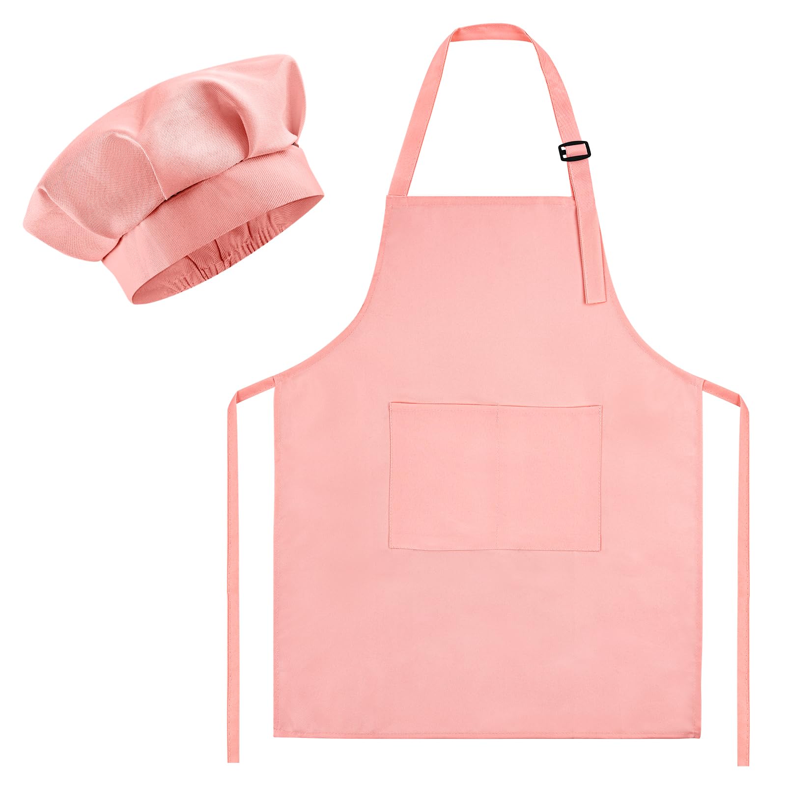 Morcheiong Set Grembiule E Cappello Da Chef Per Bambini - Regolabile Con 2 Grandi Tasche - Bianco, Per Cucinare E Dipingere