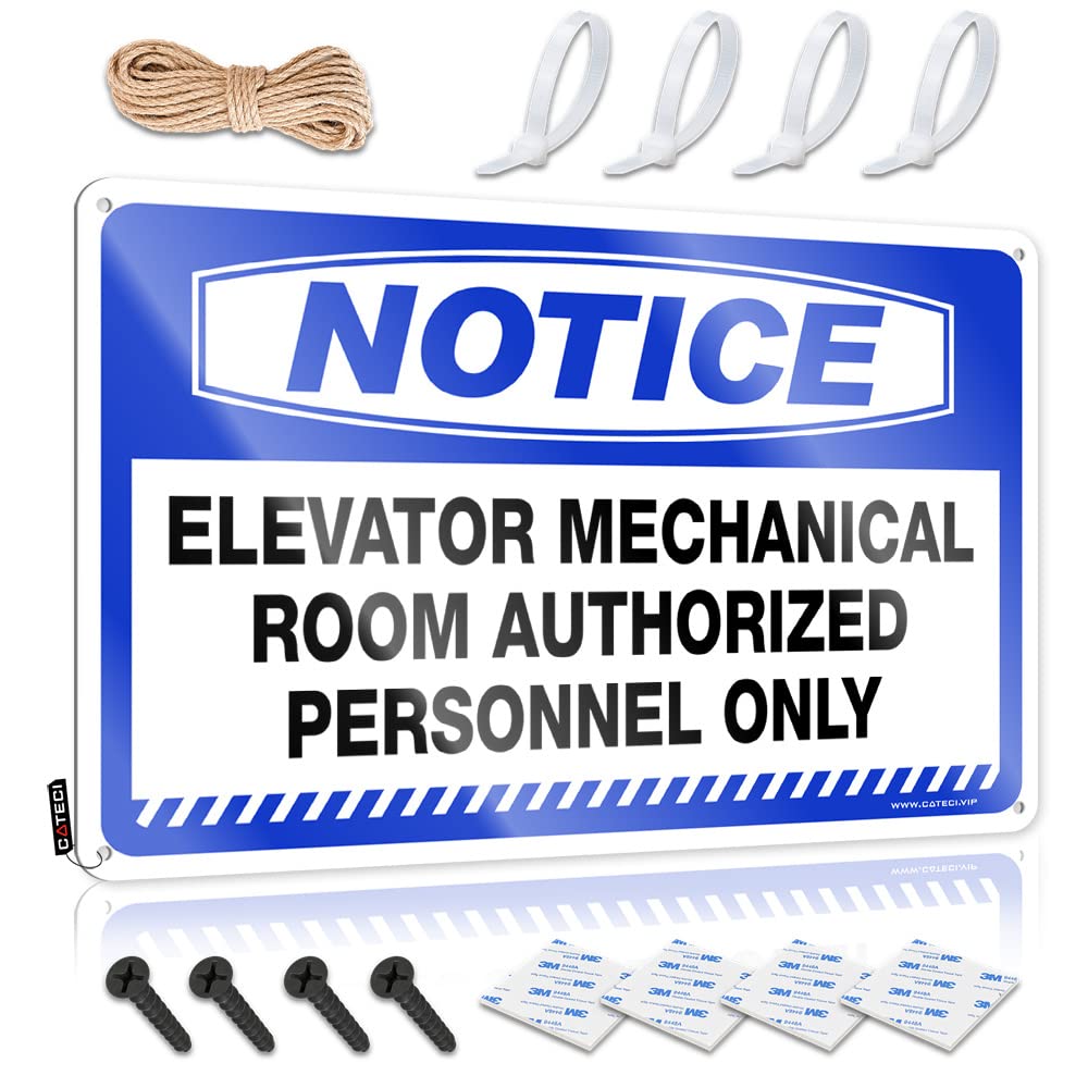 STWNVOITV Tin Sign Funny Notice Elevator Mechanical Room Authorized Personnel Only Tin Sign Bar Accessories Man Cave Metal Signs Decor(30X40CM)