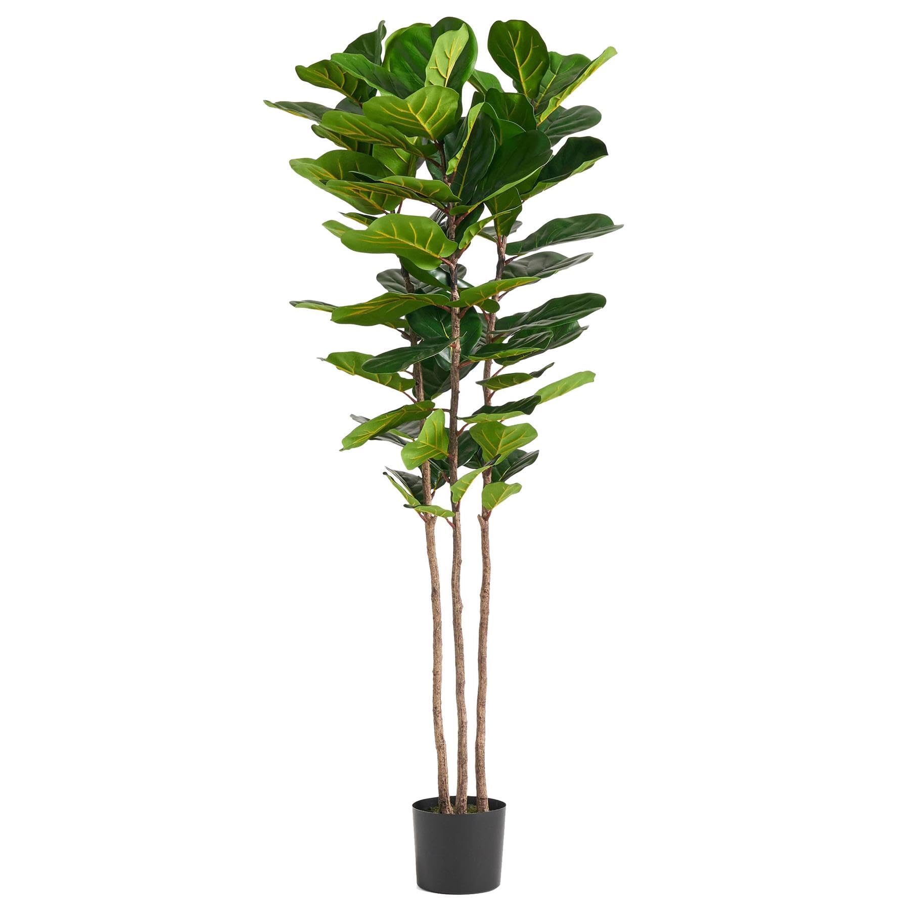 Botanik Green Leaf Design Uk Artificial Plant Fiddle Fig Tree Plant Black Plastic Pot