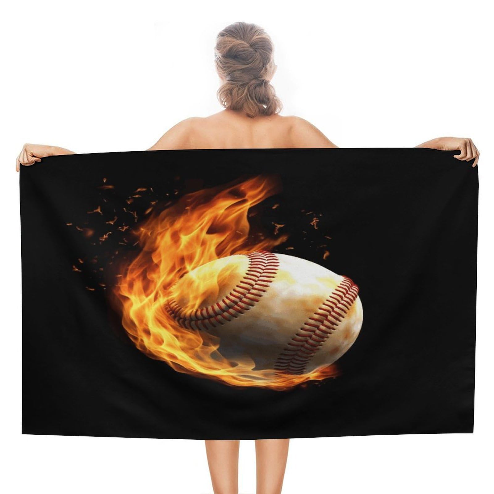 VstaDank Fire Baseball Beach Towels Super Absorbent Soft Lightweight Towel Large Stylish Swim Pool Towels Quick-Dry Oversize Bath Towel Travel Blankets for Adult Vacation&Gift