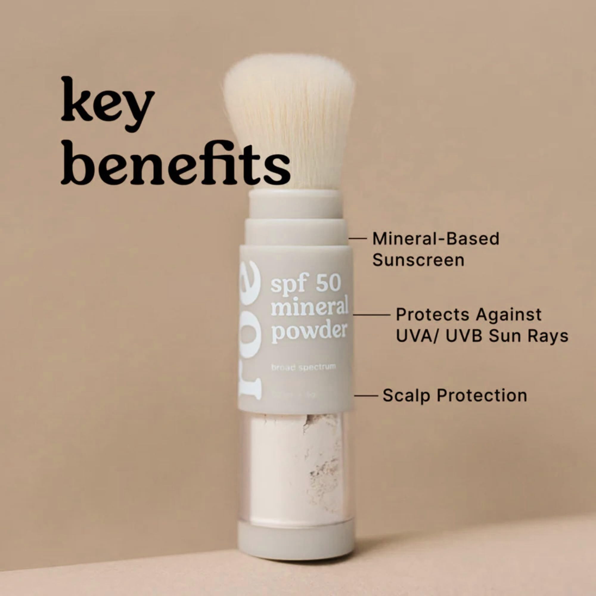 Roe Wellness Mineralny proszek przeciwsłoneczny z pędzlem SPF 50 dla dzieci, odpowiedni dla klifów, łatwy do nałożenia dla dzieci, niemowląt i rodziców