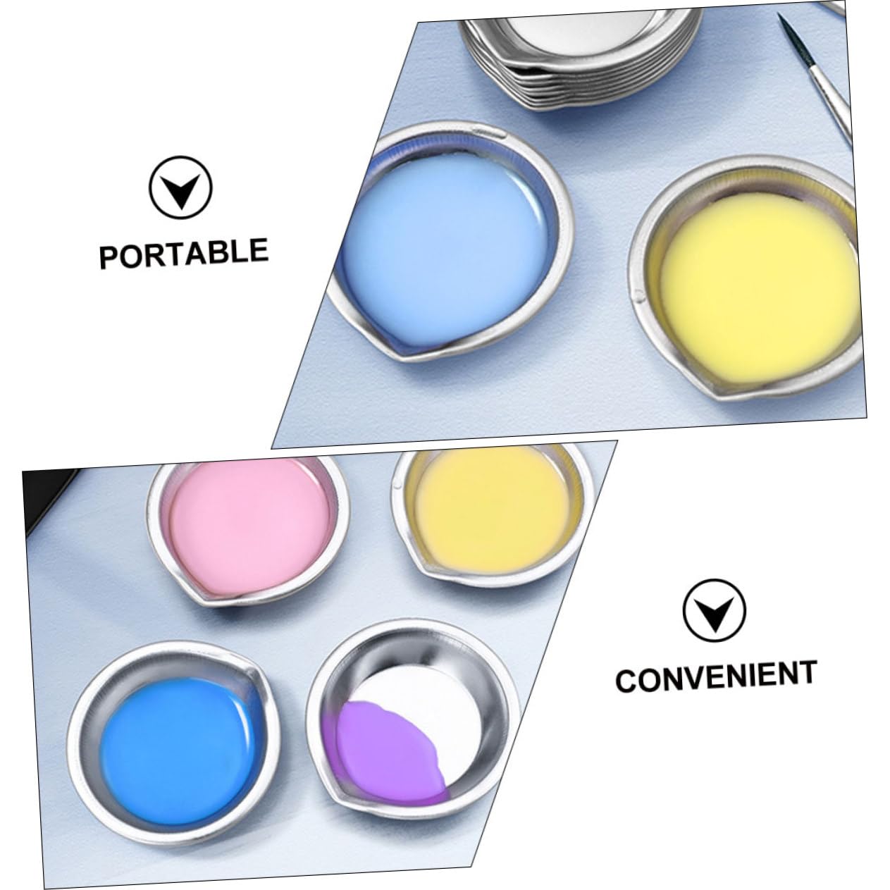 PartyKindom Painting Trays in Stainless Steel 30pcs Watercolor Palette Set Mixing Trays for Artists Hobbyists