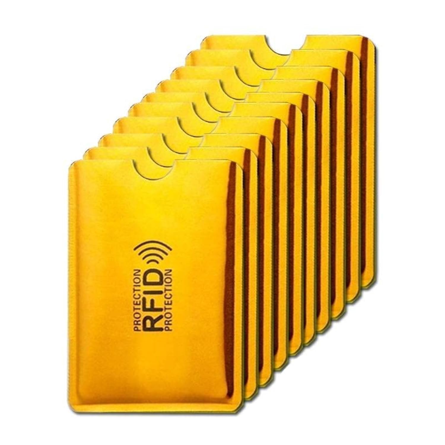 Anti RFID Blocking Reader Lock Card Holder ID Bank Card Case Protector Aluminium Metal Smart Anti-Theft Credit Card Holder (Pack of 10, Yellow)