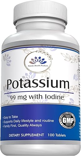 Potasio con yodo - Suplemento mineral de yodo y potasio para mujeres y hombres - Tabletas veganas, sin OMG, sodio y sin gluten, 100 unidades