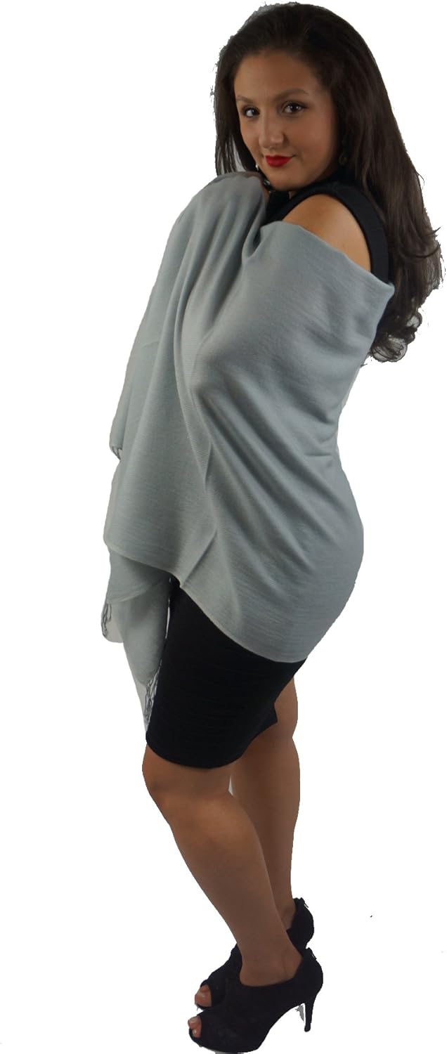 Cashmere Pashmina Scarf/Shawl/Wrap (3-Ply Solid colors) - Silver Grey