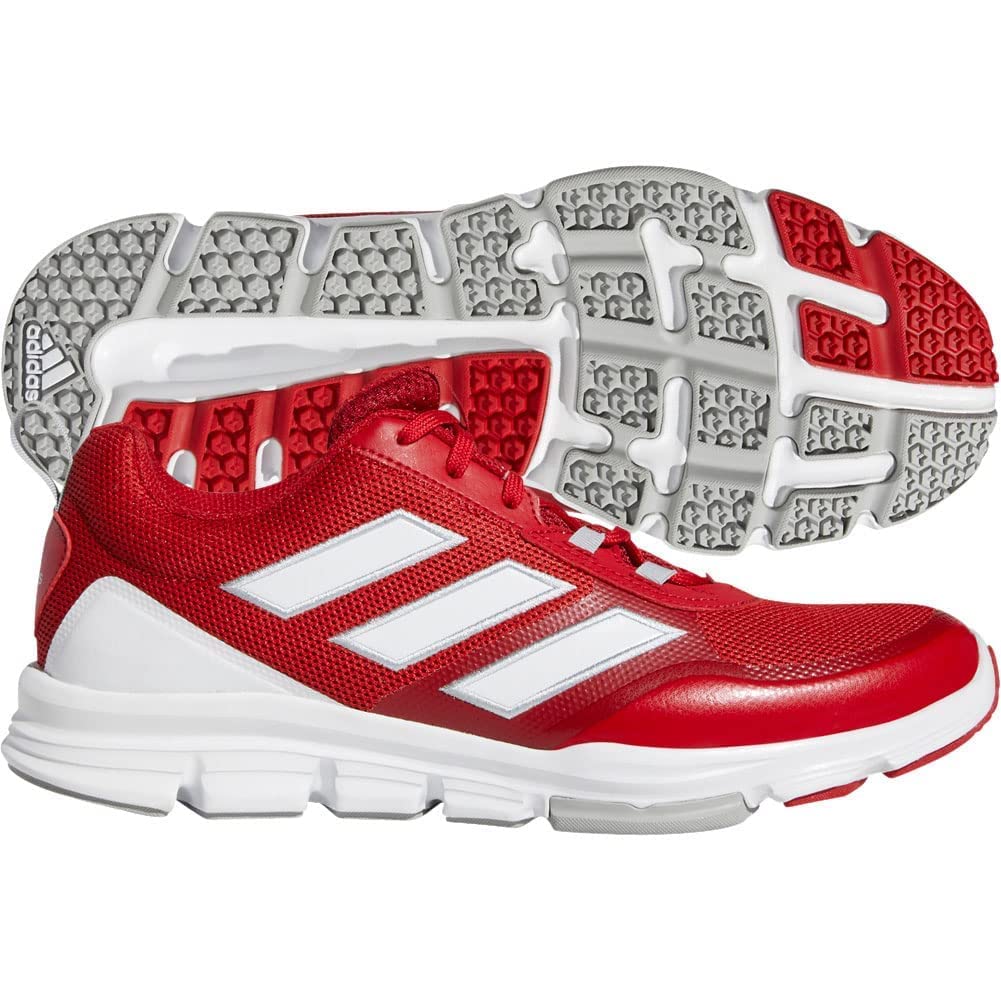 adidas Men's Speed Trainer 5 Baseball Shoe, Team Power Red/White/Silver Metallic, 9