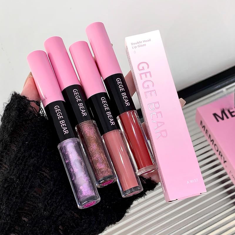 Gege Bear Multi-Effect Lip Glaze | Dual-Ended Lipstick Gloss | Glossy Finish + Matte Tint | Lightweight, Waterproof, & Hydrating | Liquid Lipstick Long Lasting | For Women, Girls & Makeup Lovers | Perfect Nude & Bold Colors For Natural Look (02# Mushui Hu Tao, 1.8g+1.8ml)-image-23