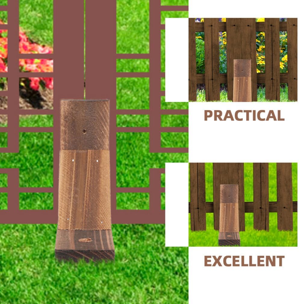 BESPORTBLE 4pcs Wooden Garden Fence Base, Brown Wood Room Divider Support Feet, Garden Border Edging for Yard, Balcony, Patio, 10.82x4.92x1.77inch