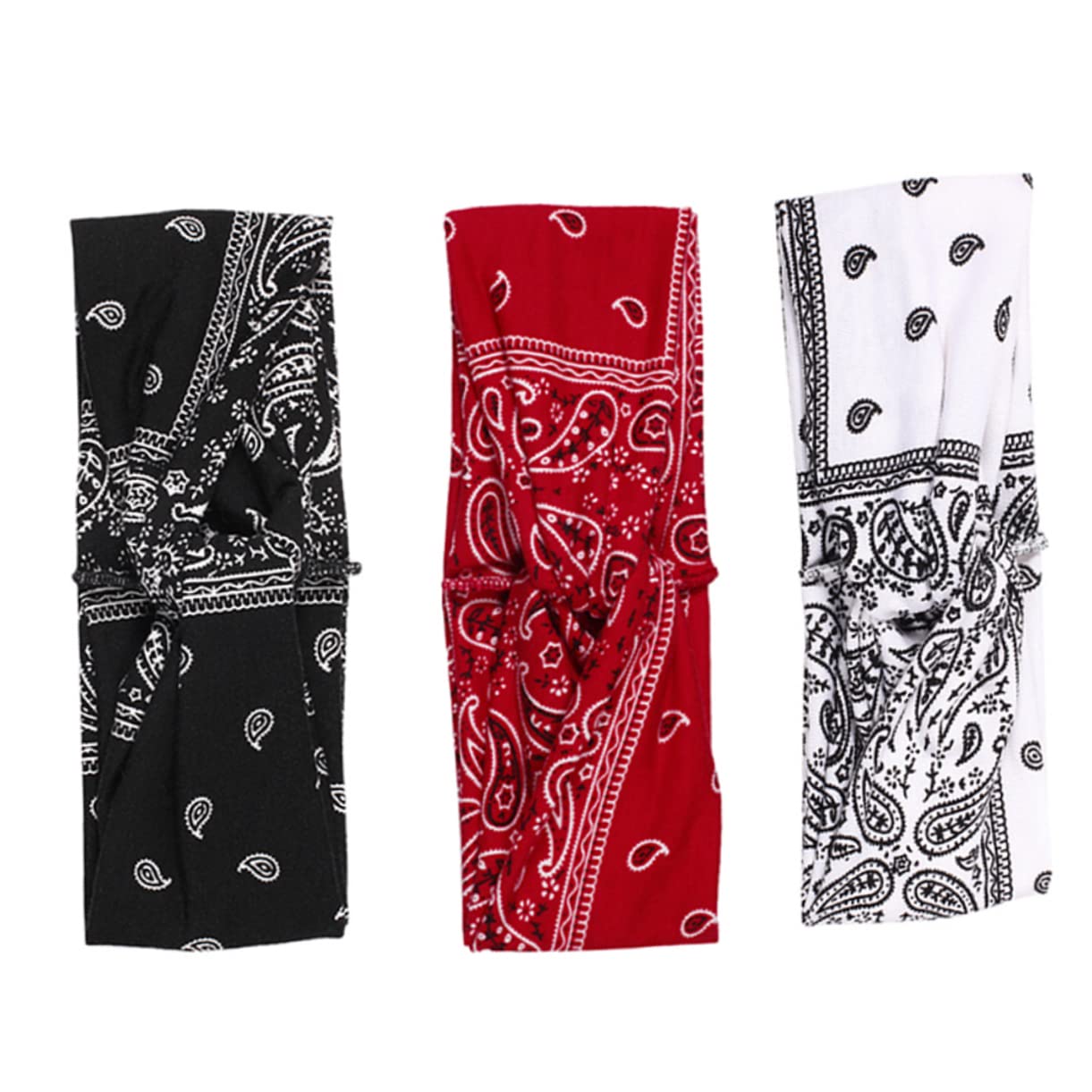 FRCOLOR 3 Set Bohemia Wrap by Elastic Knot Headband Workout Headband Bandana Accessorio Moda Donna Rosso//nero 3 Pezzi*3