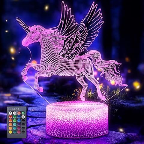 Koicaxy Unicorn Night Light for Kids, LED 3D Night Light Bedside Lamp with Remote & Smart Touch 16 Colors + 7 Colors Changing Dimmable, Best Unicorn Toys Birthday for Girls Boys Cover