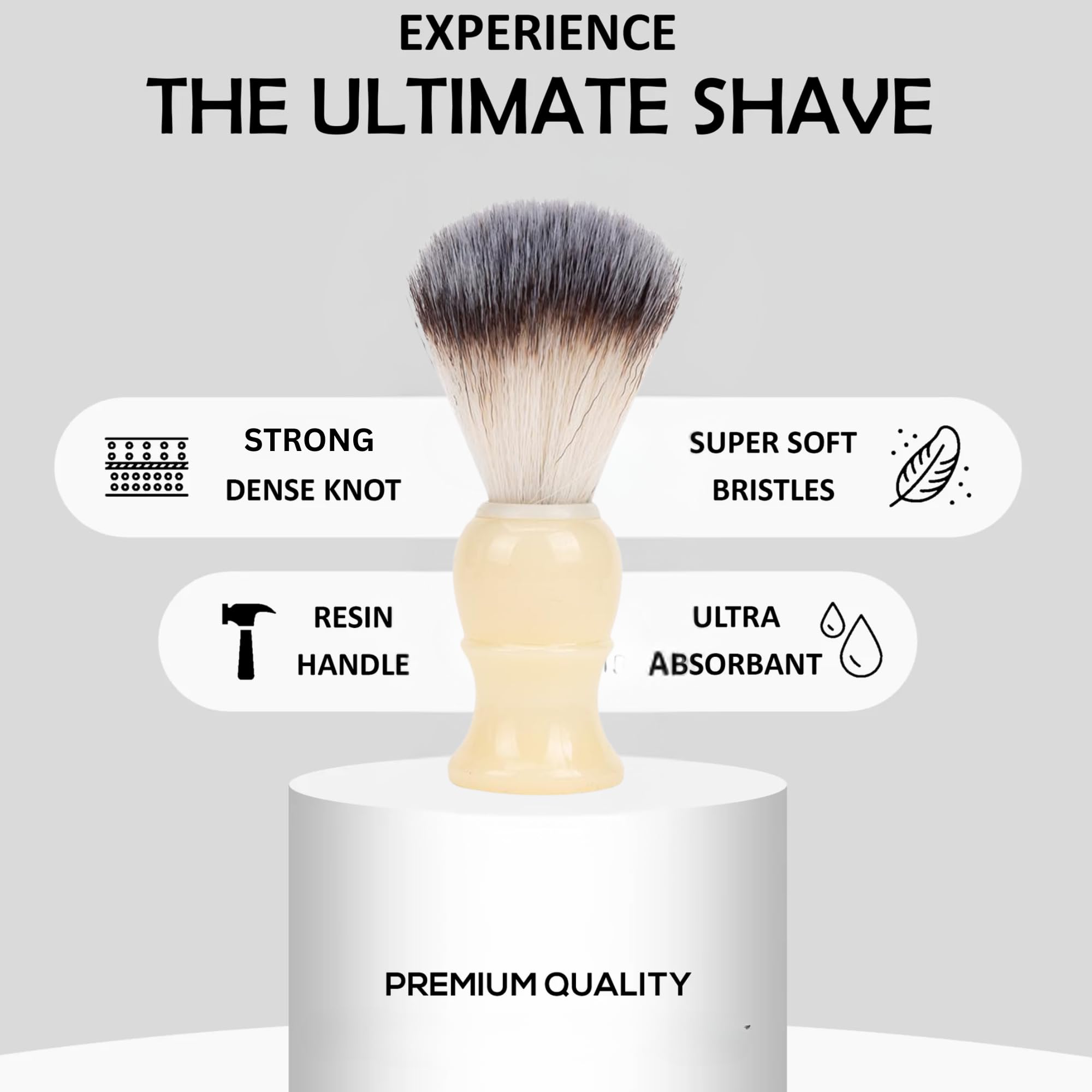Premium Badger Shaving Brush for Men – Soft Bristles & Wood Handle | Perfect Shaving Cream Brush for Wet Shave | Luxury Gift for Men, Dad & Boyfriend, Off White