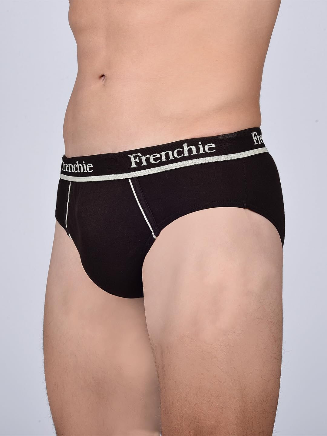 VIP Frenchie Pro Men's 100% Cotton Brief with Outer Elastic Waistband Assorted, 90 Size, Pack of 3 1