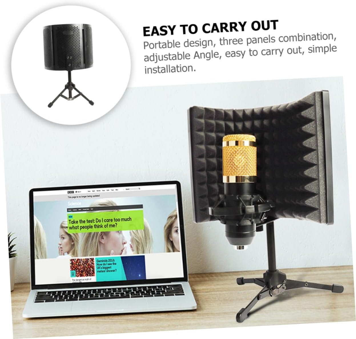 1set Sturdy Microphone Cover Tripod Stand Noise Reduction Windscreen for Recording Professional Sound Absorber Panel Microphone Accessory for Music and Film Production