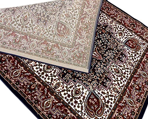 Image of Beautiful Home Decor 2x6 Feet Kashmiri Design Soft Thick Silk Carpet for Living Room (Blue, 60 x 180 Cm)