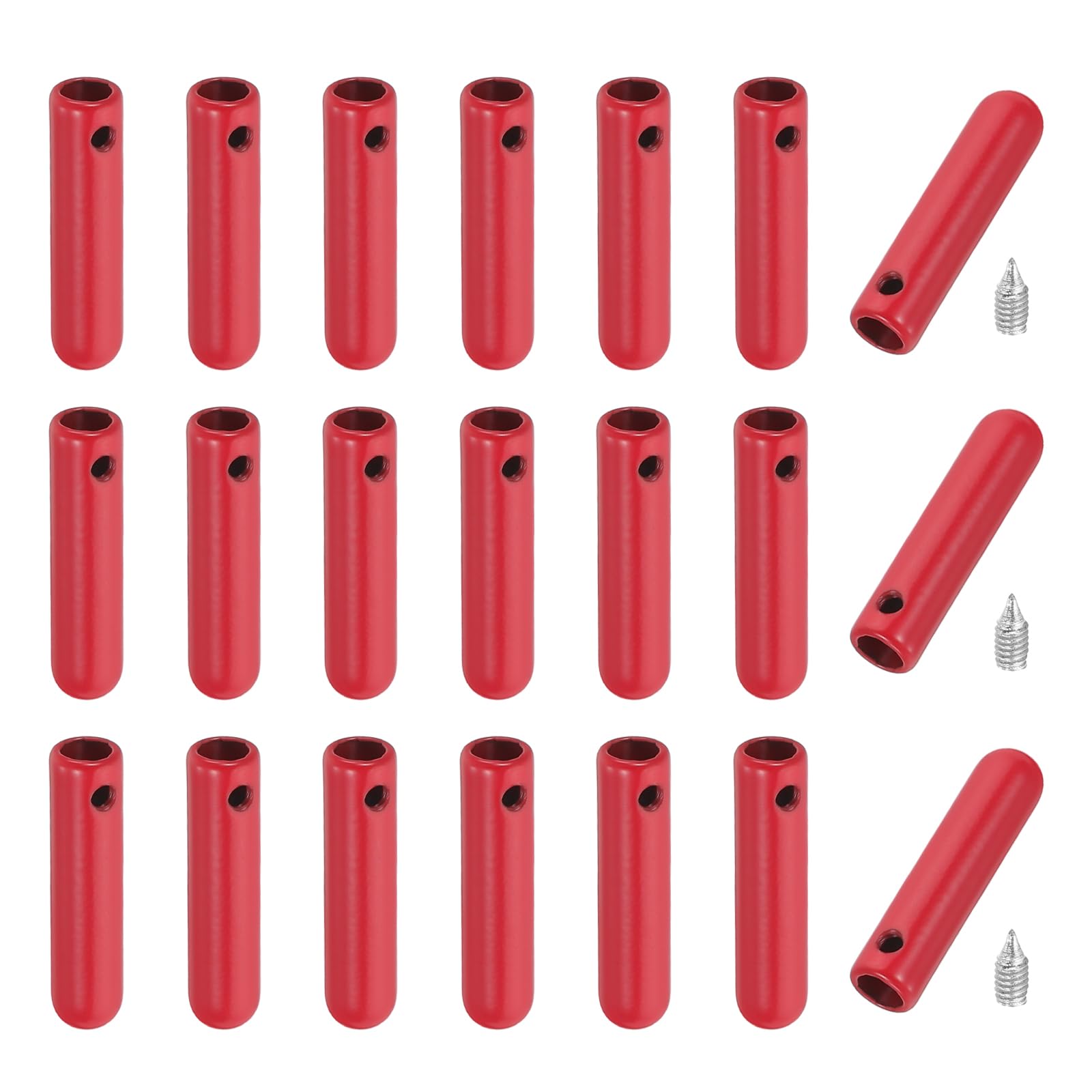 Photo 1 of PATIKIL 24Pcs Shoelace Tips with Screw, Alloy 25mm Aglets Shoes Lace Cords End Tip Cap Replacement for DIY Clothes Strings, Red