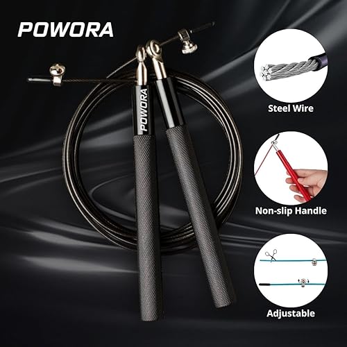 Miniatura 2 de Cuerda de saltar, ajustable, ligera, duradera, ideal para entrenamientos cardiovasculares y acondicionamiento, adecuada para principiantes y