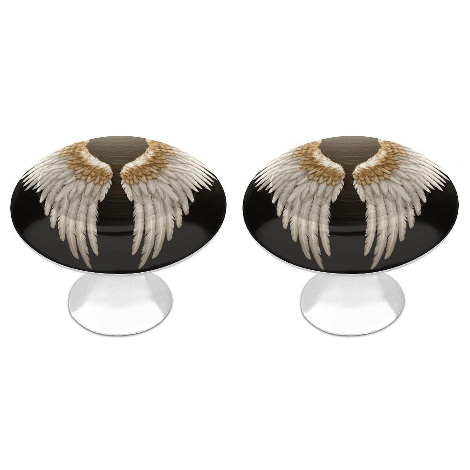 FekiLoot Angel Wing Cabinet Knobs for Kitchen Ornament, Round Zinc Decorative Drawer Pulls for Cabinets Trendy, Dresser Drawers Pulls Bathroom Dresser Knob with Screw