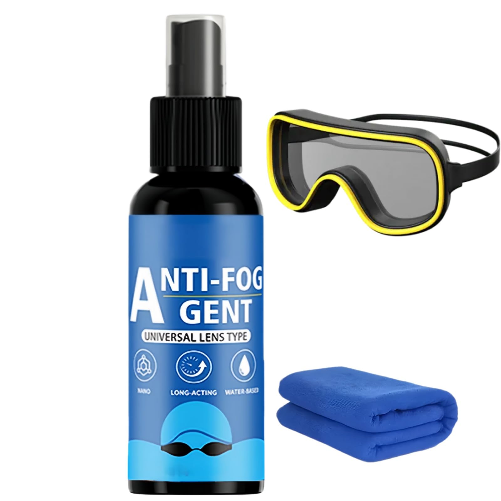 100ml Anti-Fog Spray for Swimming Goggles & Glasses,Swimming Goggles Defogger Spray,Long-Lasting Defogger,Clear Vision for Swim,Daily Use & Driving,Practical Demister Solution for Eyewear & Windows