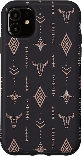 Funda con patrón azteca para iPhone 11 Western Country Rodeo Bull Skull
