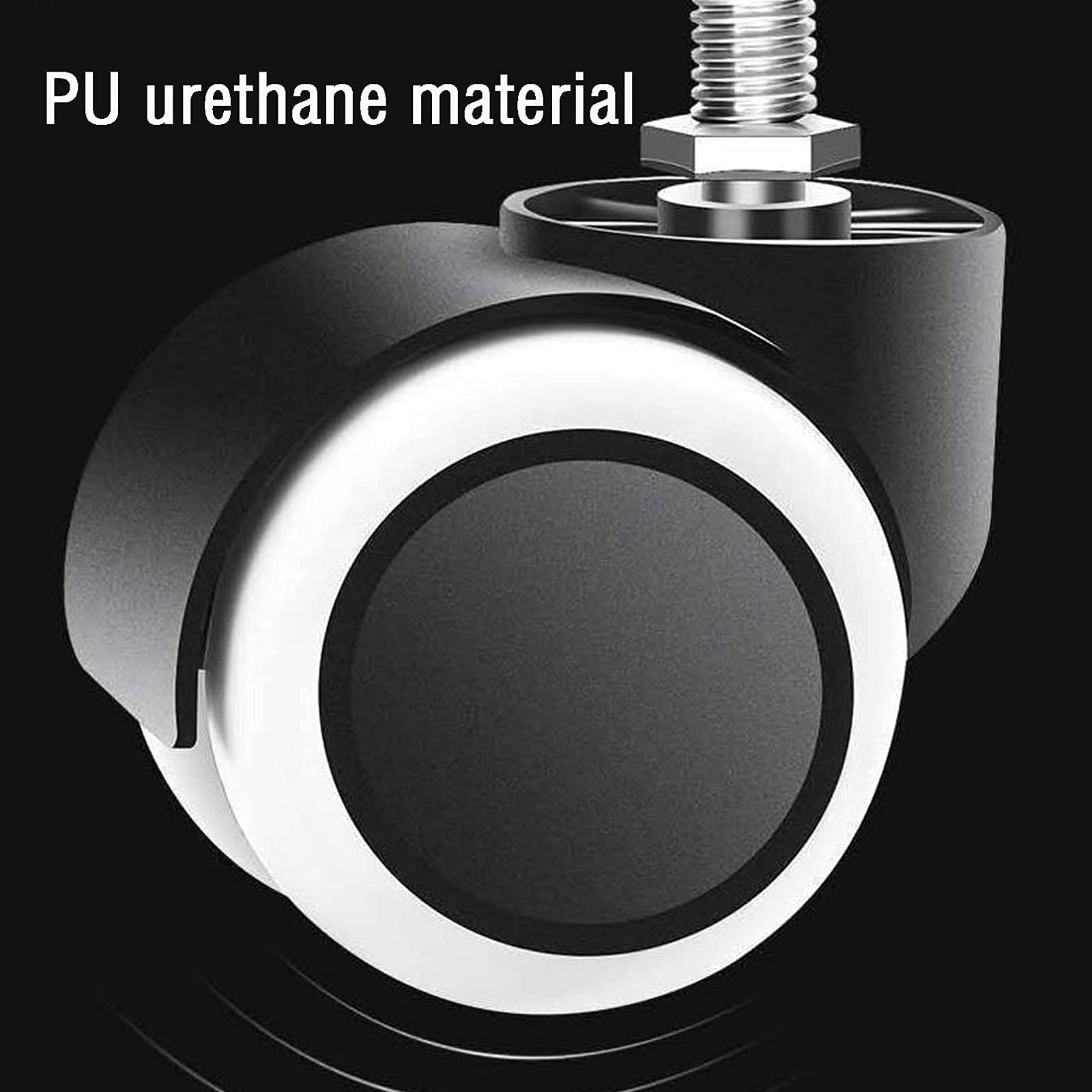 Ruote girevoli con Piastra Girevole, Confezione da 4, Ruote di Ricambio in plastica e Nylon per mobili, mobili, sedie da Ufficio, Stelo filettato metrico M10 x 10 mm per Sedia da Ufficio C