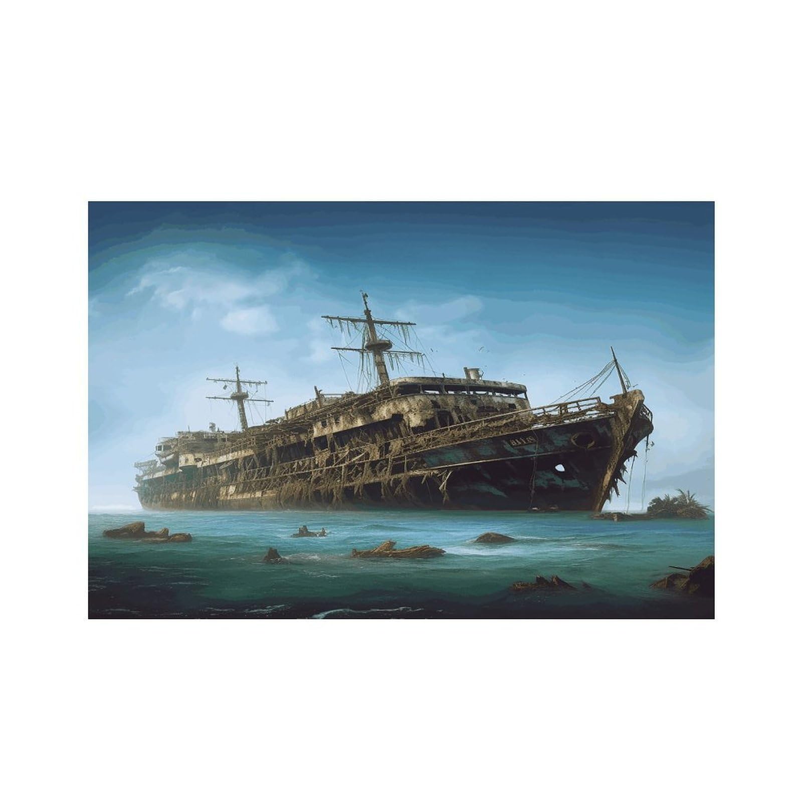 Abandoned Cruise Ship at Sea Placemats Non-Slip Heat Resistant Table Mats Flax Washable Cloth Place Mats Easy to Clean Premium Placemat for Kitchen Dining Table Decor Party Outdoor