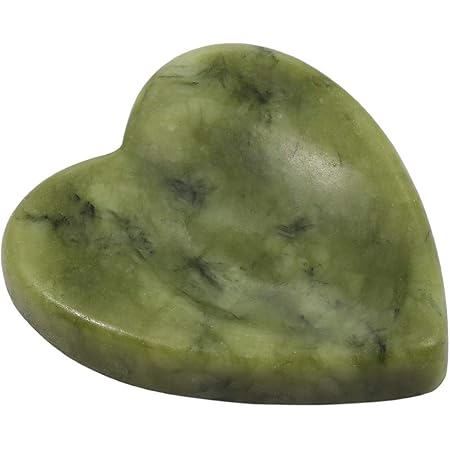 SUNYIK Handcarved Thumb Worry Stone, Polished Palm Pocket Stones Healing Crystals, Heart Shaped, Green Jade