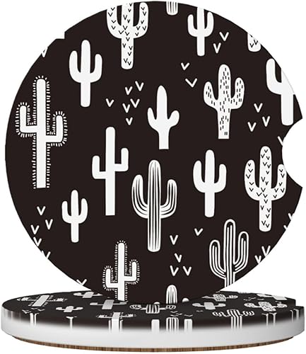 Miniatura 12 de Posavasos florales verdes y blancos para portavasos de automóvil, paquete de 2 posavasos para automóvil, posavasos absorbentes de cerámica con