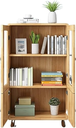 luckxuan Estantería pequeña de esquina de madera con puerta de cristal a prueba de polvo estantería para niños gabinete de almacenamiento de