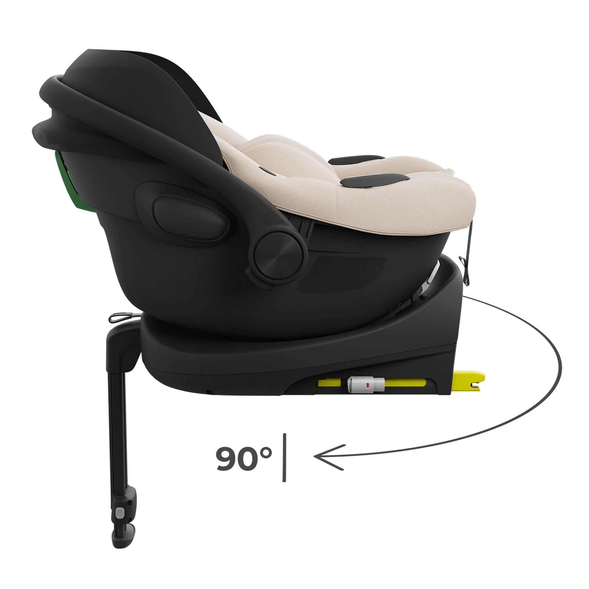 KINDERKRAFT ENDURA SAFE MODULAR SYSTEM, 3en1, Para niños y Bebés, Silla de coche para niños, Base giratoria, Ultraligera(3,2kg), Acolchado premium, Sistema de protección para la cabeza, Beige