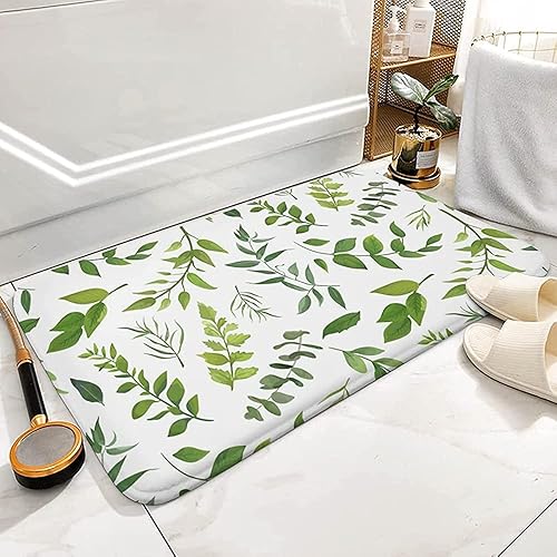 Alfombras de baño suaves con hojas de eucalipto, antideslizantes, lavables, alfombras absorbentes, decoración del hogar para cocina, dormitorio, 20