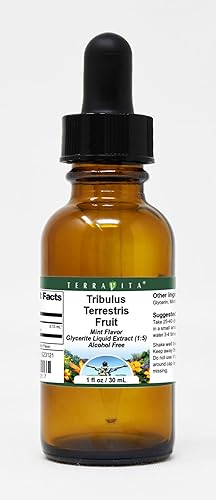 Tribulus Terrestris Fruit Glycerite Extracto Líquido (15) - Sabor a menta (1 oz, ZIN 523121)