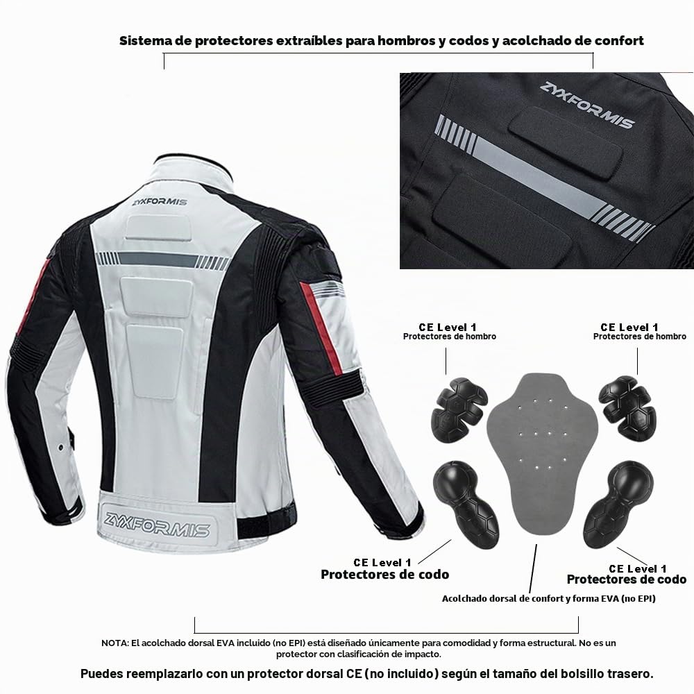 Chaqueta de moto impermeables, Motocicleta Chaquetas a prueba de viento Equipo de protección para hombros y codos Otoño Verano Invierno para hombres