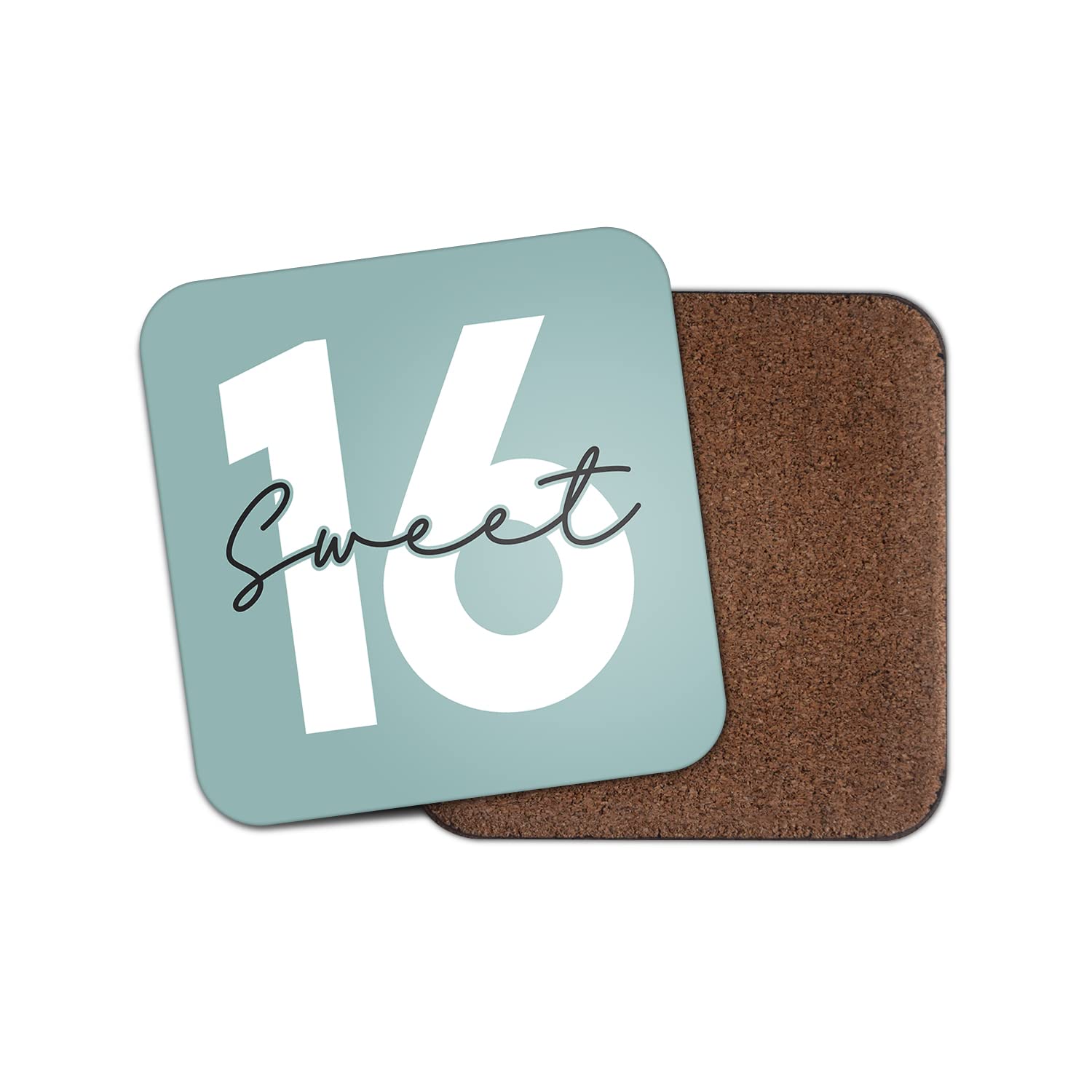 1 x Cork Backed Coaster - Teal Green Girls 16th Sweet Sixteen Sixteenth 16 Happy Birthday Daughter Girls #77773