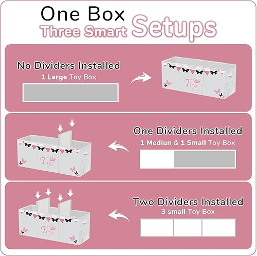 Miniatura 7 de Caja de juguetes extra grande para niñas, organizador de almacenamiento de juguetes para sala de estar con tapas, 40 x 14 x 16 pulgadas, plegable,
