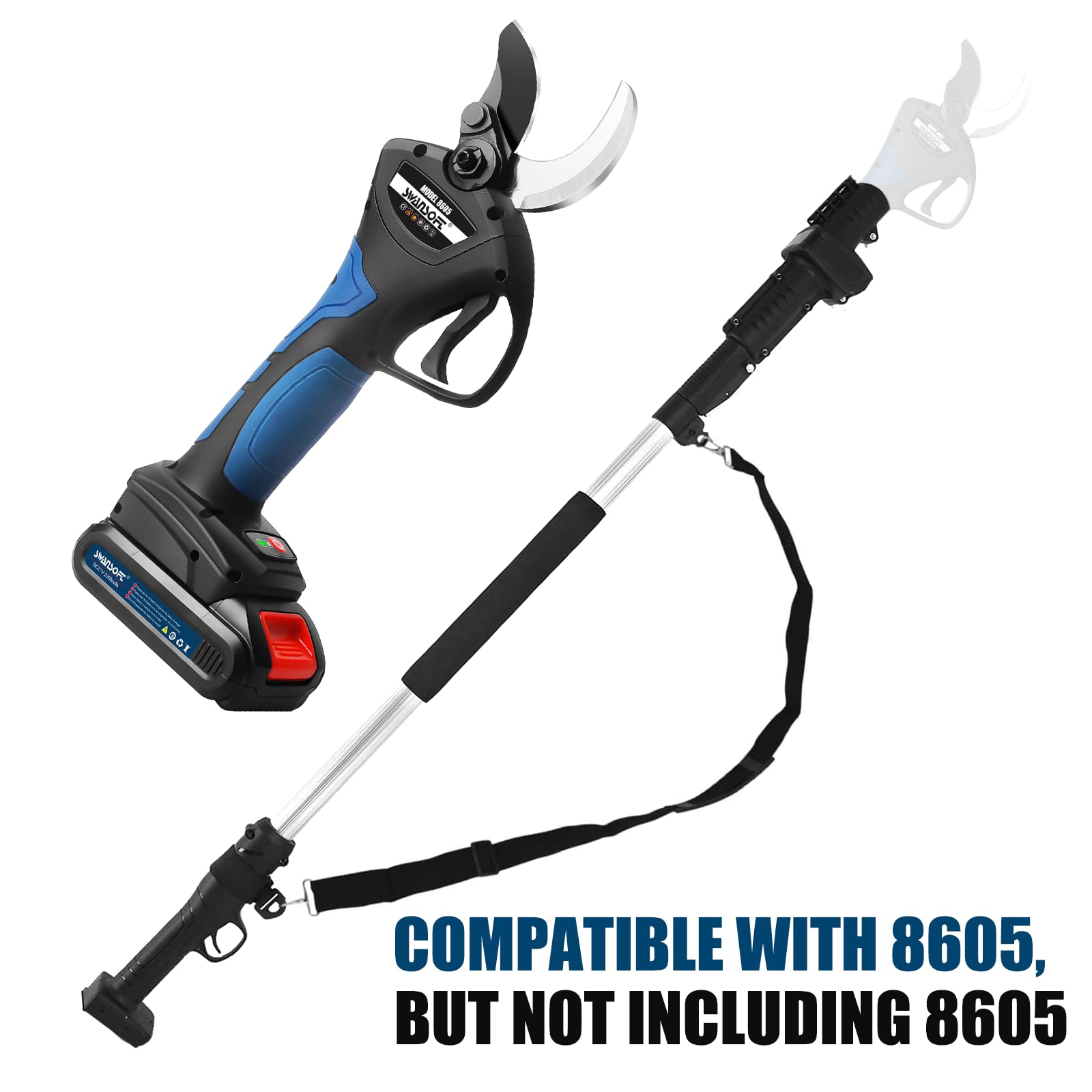 SWANSOFT 8605 Asta di Prolunga, 8605 Forbici per Giardino Asta di prolunga, Può essere esteso a 1,94 m (8605-Long,Non adatto per 8605Pro)