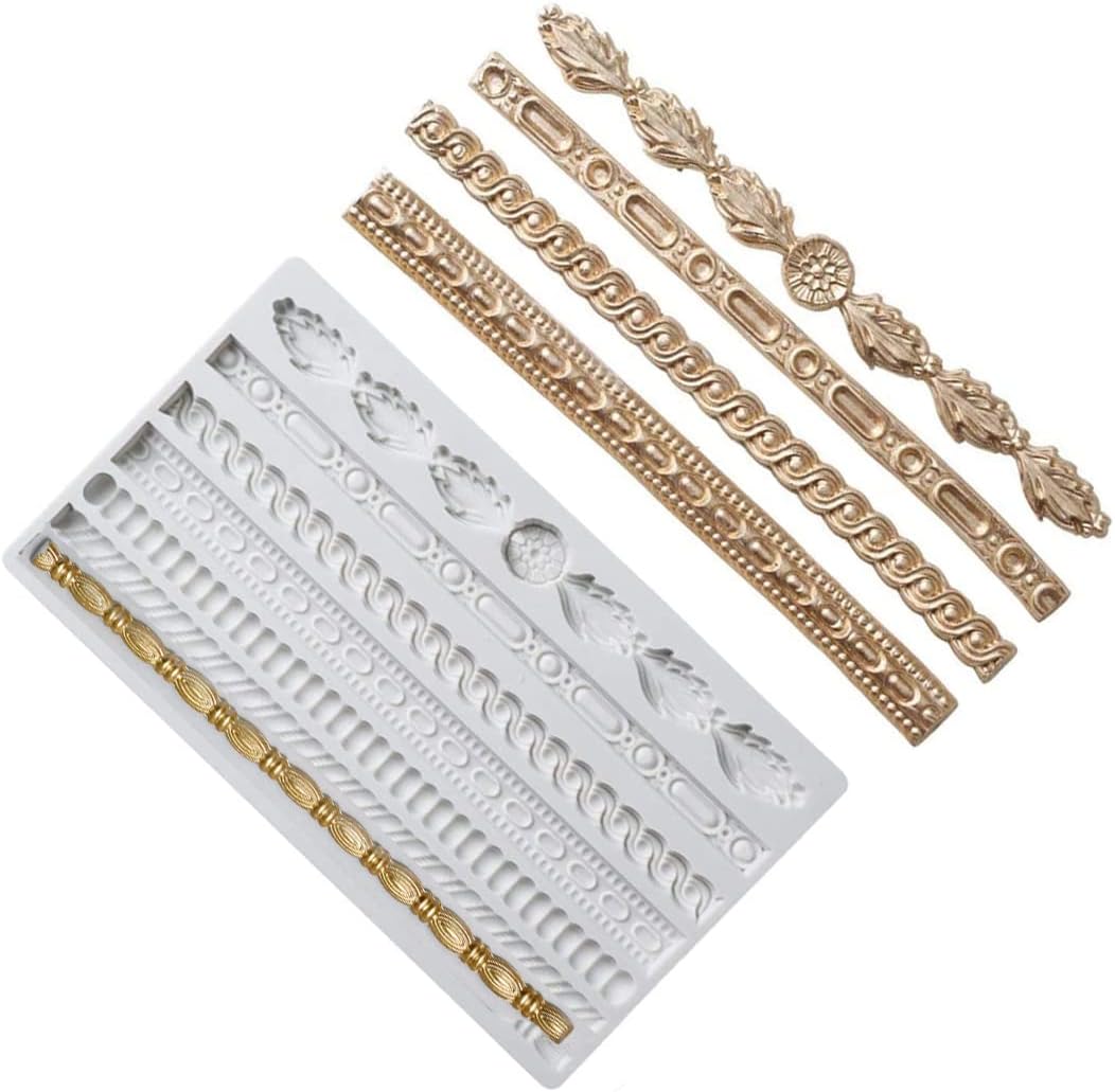 Rope Strip Cake Lace Silicone Fondant Chocolate Mold Pearl Shell Fried Dough Twist Mould For Cake Border Decoration Sugarcraft Gumpaste Icing Polymer Clay
