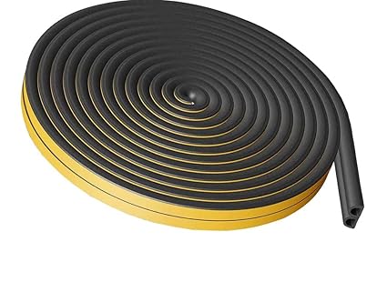 Breewell D Shaped Self-Adhesive Epdm Doors and Windows Foam Seal Strip Rubber Weather strip 6 Meter Black & Yellow-Pack of 1