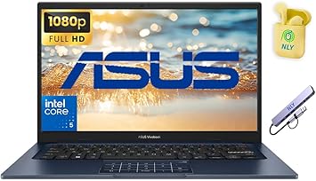 ASUS Vivobook 14" FHD Business Laptop Computer, 10-Core Intel Core 5 120U Processor, Windows 11 Laptop 16GB RAM 1TB Storage (512GB SSD+512GB Docking Set), Copilot AI, NLY Earphones, Quiet Blue