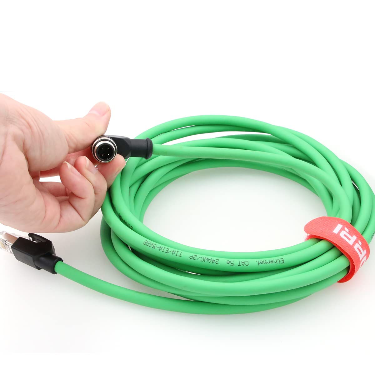 M12 4-poliger D-Code-Stecker auf RJ45 wasserdichtes Ethernet-Kabel für industrielle Ethernet-Anwendungen, gewinkelt, 10M