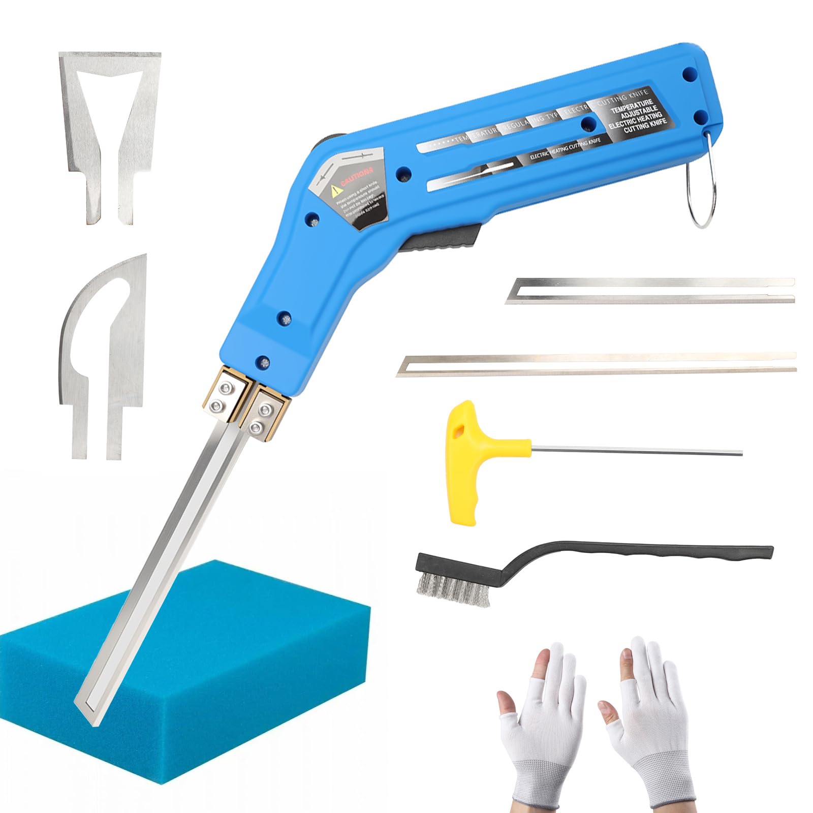 Styroporschneider Elektrisch, 180W Styrocutter, 0-600℃ Einstellbarer, Styrodur Schneidegerät mit 4 Schneidklingen, Styropormesser Heißschneider, Schaumstoffschneider für KT-Platten, Schwamm, Gummi