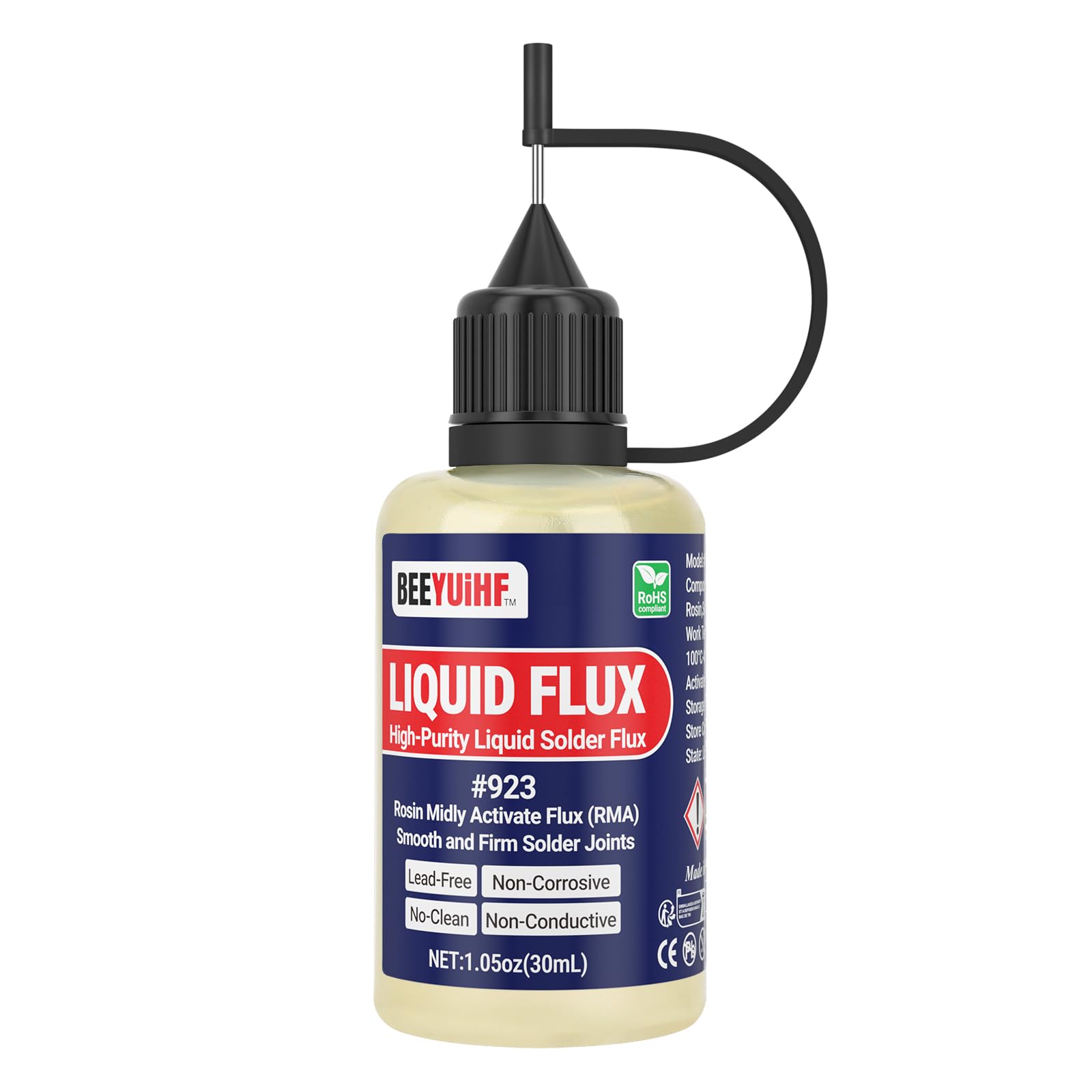 BEEYUIHF Flüssiges Flussmittel Löten, Kolophonium Lötwasser Löten, No clean Flüssiges Lötwerkzeug, SMD Lötzinn Lötflussmittel (30 mL/1 Oz.) #923
