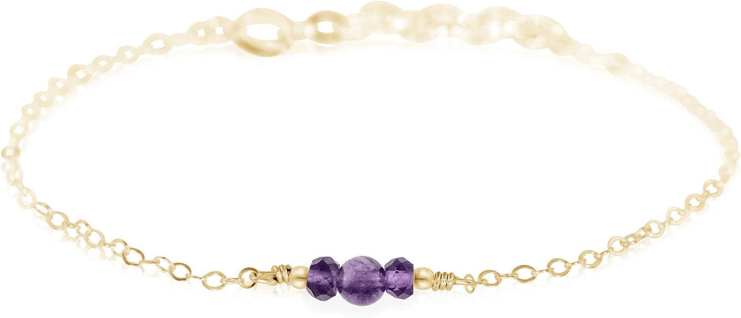 Luna Tide Amethyst Dainty Bracelet in 14k Gold Fill