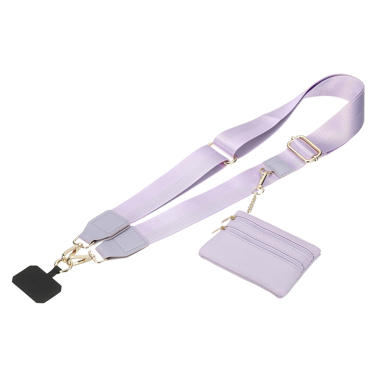 Sangle de téléphone réglable en cordon violet avec mini pochette zippée - 8